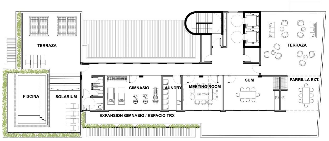 Planta de amenities del piso 09